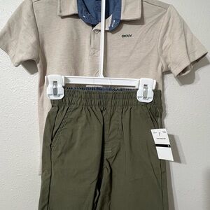 DKNY Beige and Blue Two-Piece Set